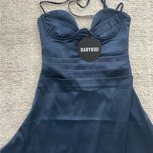 Babyboo Navy Blue Satin Dress